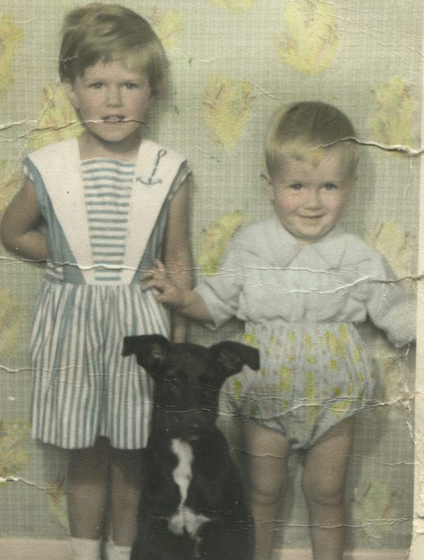 Image from The Poetic Body Chapter. Carran and Tony as children with Jenny the dog